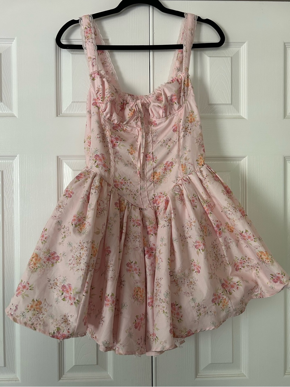 SHEIN 🌸 Pink Floral Ruffle-Strap Fluffy Cute Dress